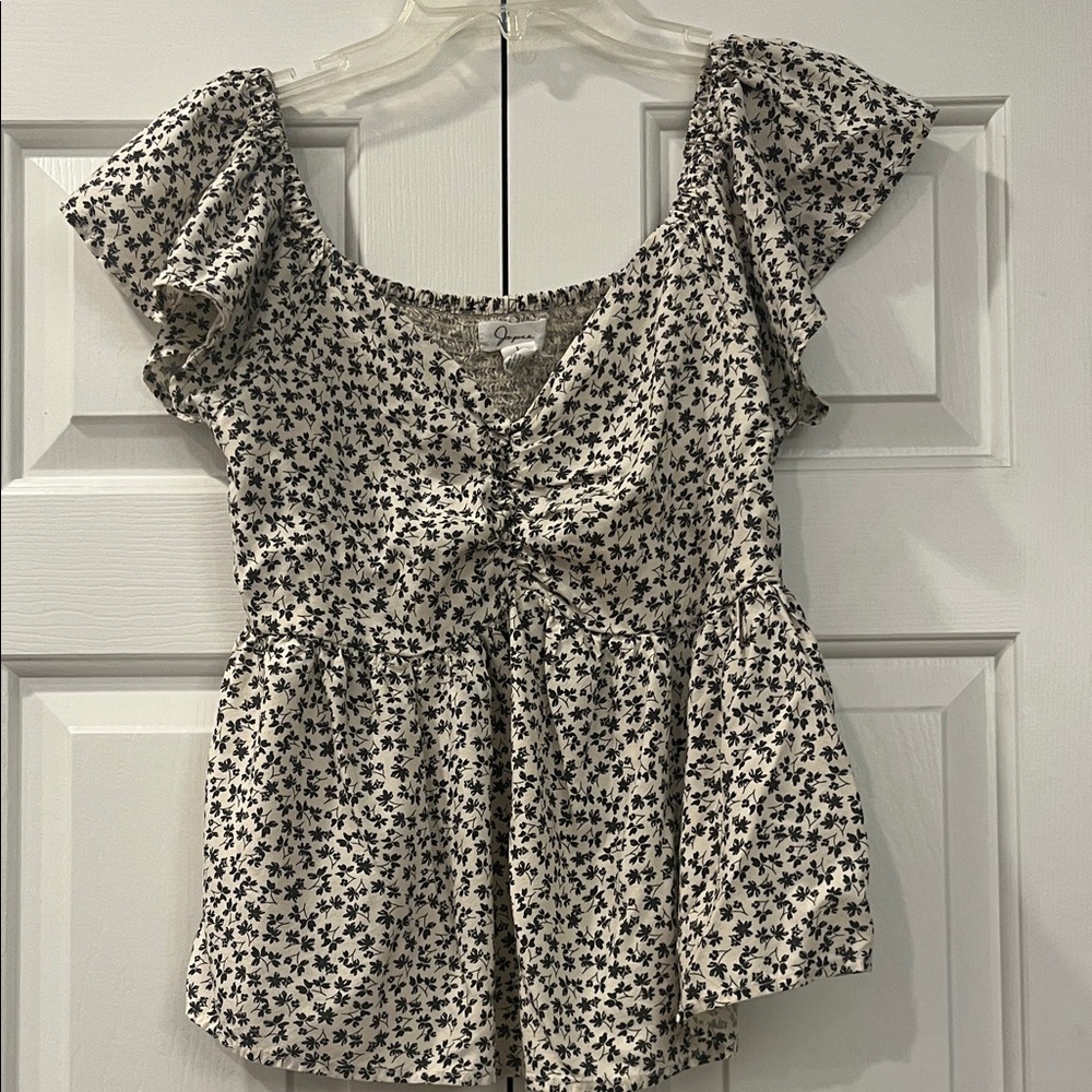 Elegant Cream and Brown Floral Women's Blouse